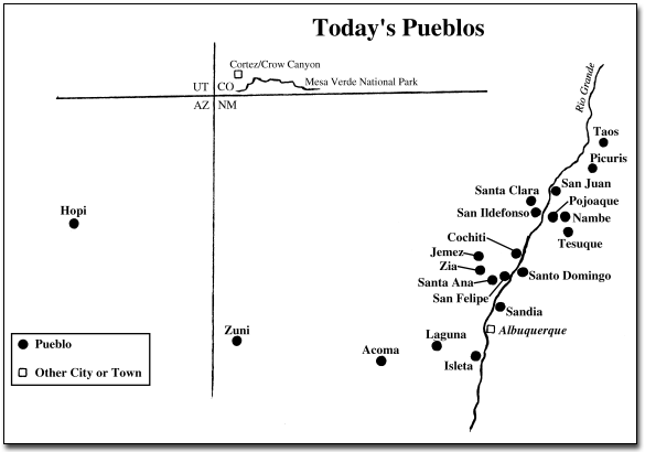 Locations of modern pueblos