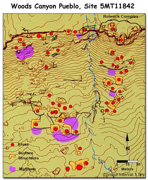 Map of Woods Canyon Pueblo.