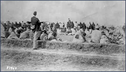 Navajo captives, Bosque Redondo. United States Army Signal Corps, courtesy Palace of the Governors Photo Archives (NMHM/DCA), 028534.