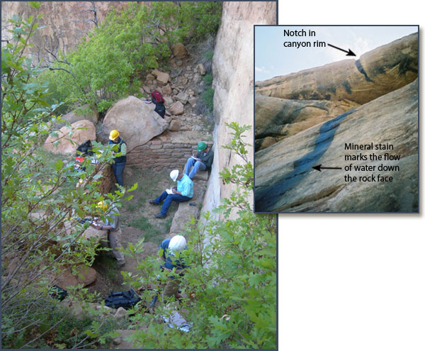 A Pueblo III water-control feature at Mesa Verde National Park. Photos by Greg Hobbs.