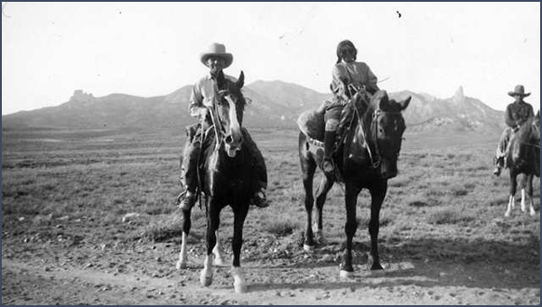 Utes on horseback. Courtesy Denver Public Library, Western History Collection, X-30681.