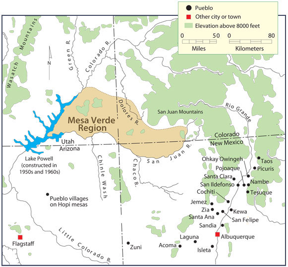 Today’s pueblos. Map by Neal Morris; copyright Crow Canyon Archaeological Center.