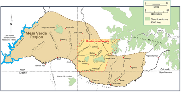 Montezuma County. Map by Neal Morris; copyright Crow Canyon Archaeological Center.