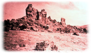 Early photo of Castle Rock. Courtesy, Colorado Historical Society, WHJ164.