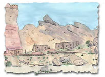 Castle Rock Pueblo as it may have appeared in the A.D. 1200s.