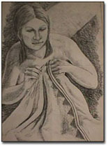 Drawing of ancestral Puebloan woman. Courtesy, Anasazi Heritage Center.
